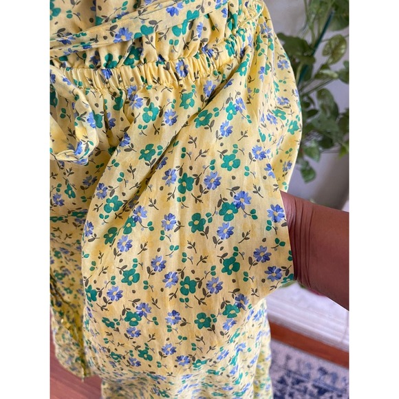 Talbots Dress Size S Yellow Smocked Voile Floral Fit & Flare Belted‎ Romantic - Picture 10 of 15